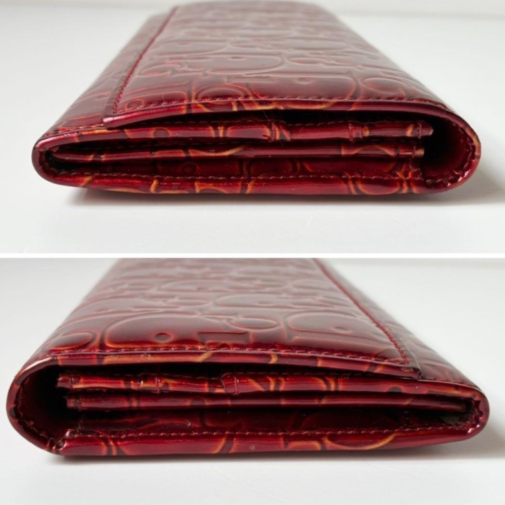 Dior Red Embossed Patent Leather Continental Wallet - Picture 8 of 16